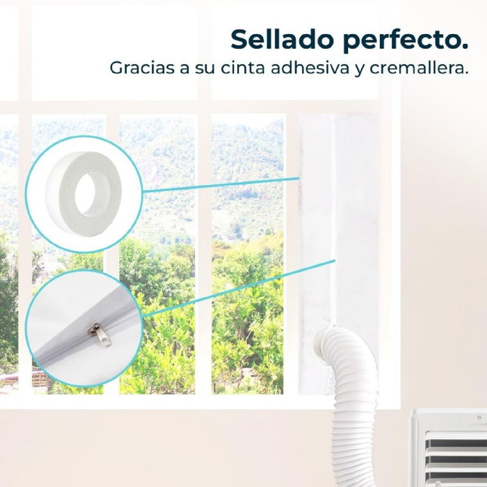 Cecotec Kit universel isolation fenêtres 163x35 cm pour climatiseur, polyester blanc