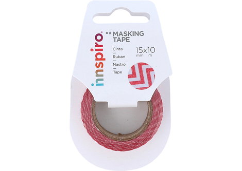 Innspiro Cinta masking tape Washi Serie Deco zig zag rouge 15mm x 10m Innspiro Cinta masking tape Washi Serie Deco zig zag rouge 15mm x 10m
