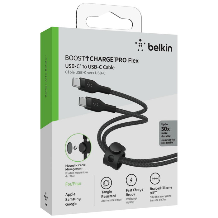 Belkin BoostCharge Pro Flex Câble USB-C à USB-C Tressé 3m Noir