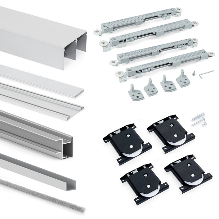 Emuca Kit de quincaillerie pour Placard 81 2 portes coulissantes à fermeture souple, profil profond, épaisseur 18mm, panneaux non inclus, Anodisé mat Emuca Kit de quincaillerie pour Placard 81 2 portes coulissantes à fermeture souple, profil profond, épaisseur 18mm, panneaux non inclus, Anodisé mat
