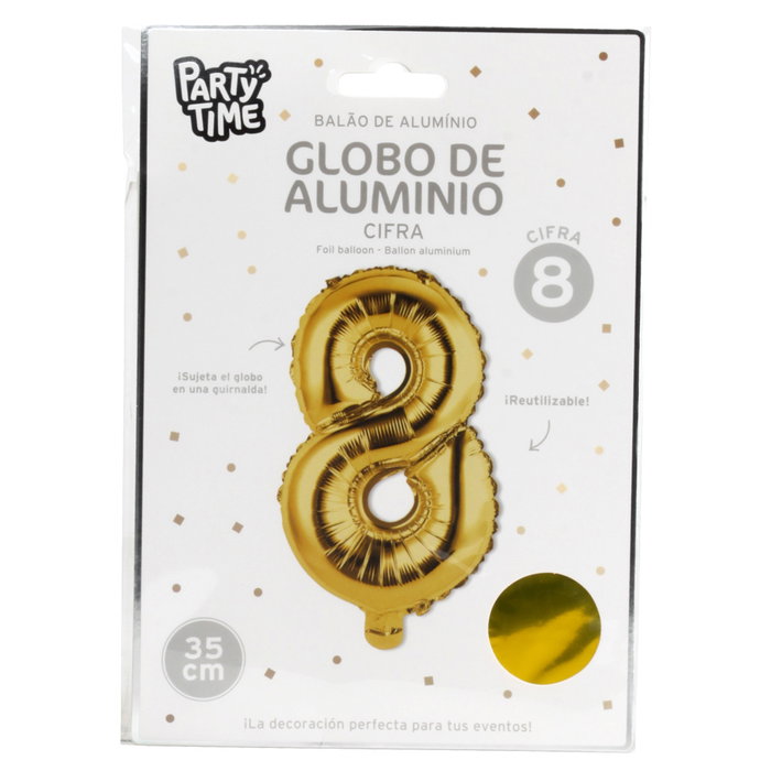 Party Time Ballon Chiffre 8 Or 35 cm