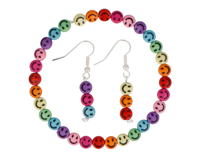 Innspiro 1200 perles rondes en plastique avec visages souriants de 7 mm