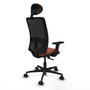 Chaise Zulema Synchro 3 positions tissu Marron Maille Noir Base en nylon noir Accoudoir 2D Appui-tête Roulettes 65mm nylon