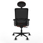 Chaise Zulema Synchro 3 positions tissu Marron Maille Noir Base en nylon noir Accoudoir 2D Appui-tête Roulettes 65mm nylon