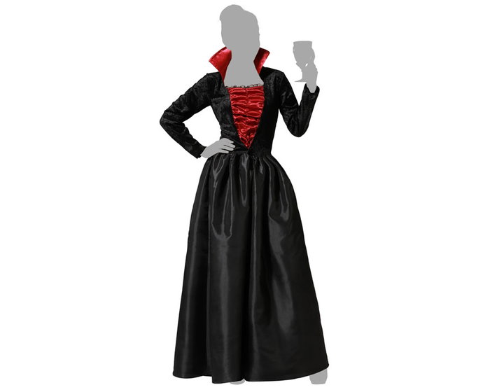 BigBuy Carnival Déguisement Vampiresse Noire avec Décolleté Rouge M/L