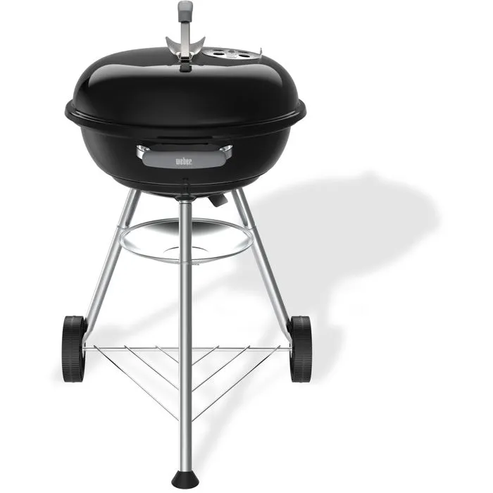 Weber Compact Kettle - Barbecue à charbon Ø47 cm - Acier émaillé, 6 couverts - Noir - Avec clapet d'aération et grille chromée