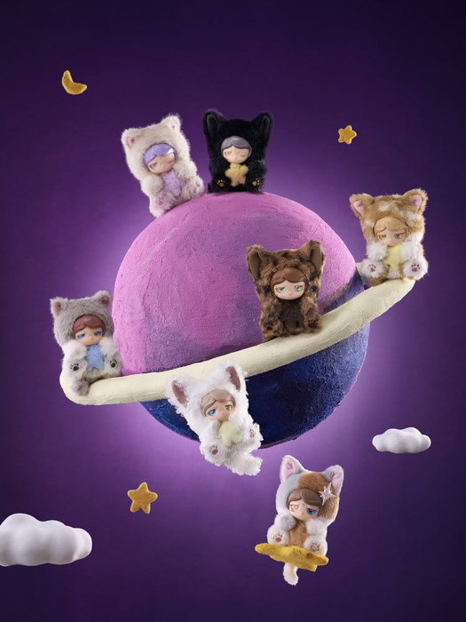 Shenzhen Mabell Animation Development Planet Cat Wishing Star Series Présentoir Boîte-Mystère de 6 Figurines Mini 11 cm