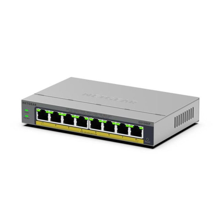 Netgear GS108EP-100EUS Switch Gigabit géré PoE+ 8 ports avec 4 ports PoE+, alimentation secteur incluse