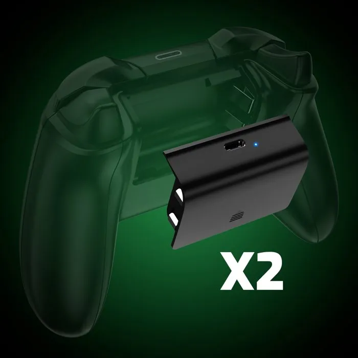 ONLAN Kit de recharge double Xbox Series - 2 batteries Play & Charge rechargeables USB-C - Pour manettes Xbox Series - Noir