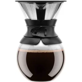 Bodum Cafetière Pour Over à Filtre Permanent en Maille Inox, 1 Litre - 8 Tasses, Noir