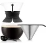 Bodum Cafetière Pour Over à Filtre Permanent en Maille Inox, 1 Litre - 8 Tasses, Noir