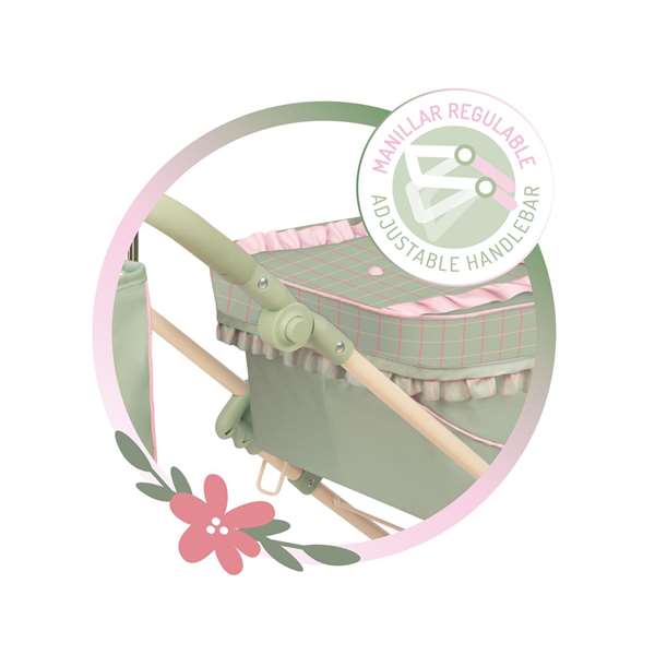 DeCuevas Chariot de Poupée Reborn Pliable Botanic avec Ombrelle et Sac DeCuevas Chariot de Poupée Reborn Pliable Botanic avec Ombrelle et Sac