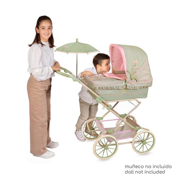 DeCuevas Chariot de Poupée Reborn Pliable Botanic avec Ombrelle et Sac DeCuevas Chariot de Poupée Reborn Pliable Botanic avec Ombrelle et Sac