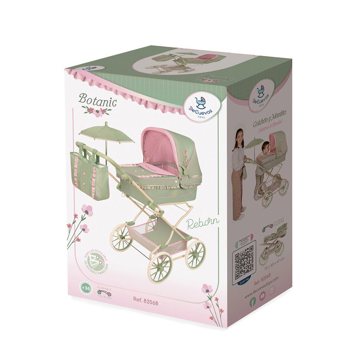 DeCuevas Chariot de Poupée Reborn Pliable Botanic avec Parasol et Sac
