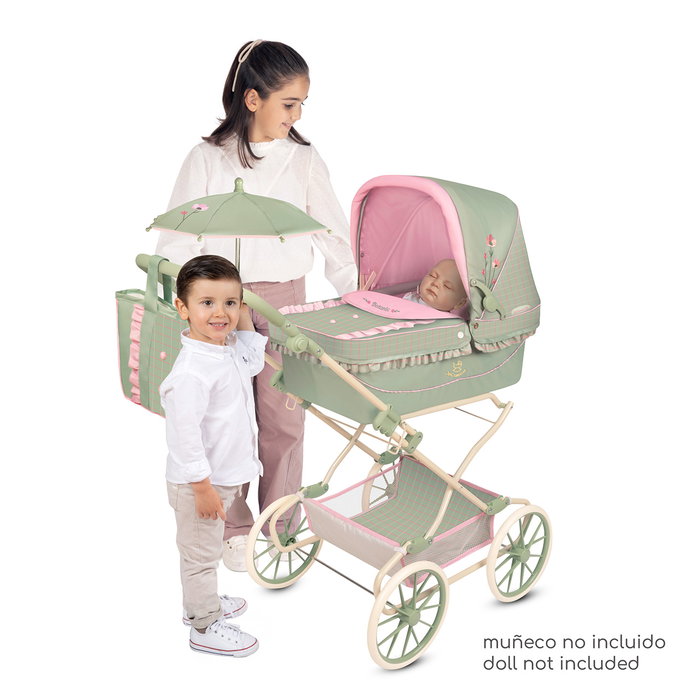 DeCuevas Chariot de Poupée Reborn Pliable Botanic avec Parasol et Sac