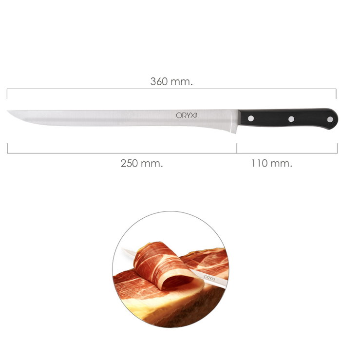 ORYX Couteau à jambon Grenoble Noir, Lame 24,5 cm