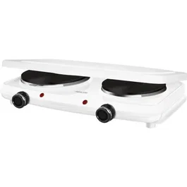 Sencor Plaque chauffante portable SCP 2271WH-EUE4 - 2500 W, 2 plaques (18 et 15 cm), thermostat réglable, sécurité surchauffe, pour camping