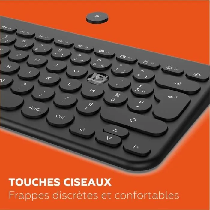 Mobility Lab CP420W - Ensemble Clavier et Souris Compact Sans Fil Mini, USB 2.4 GHz et Bluetooth, Raccourcis Multimédia, Souris avec 4 DPI, AZERTY Français