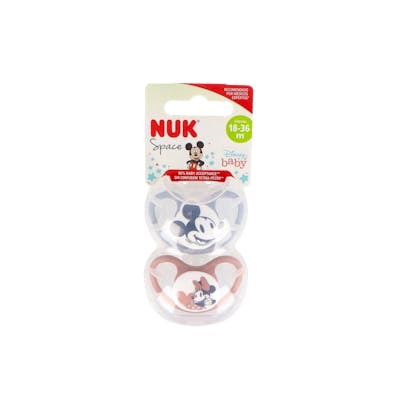 NUK Lot de 2 Sucettes Space Mickey Rouge 18-36 Mois Silicone NUK Lot de 2 Sucettes Space Mickey Rouge 18-36 Mois Silicone