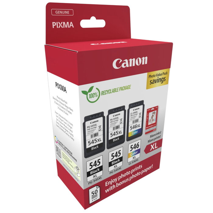 Canon PG-545XL x2 / CL-546XL Photo Value Pack avec Papier Photo