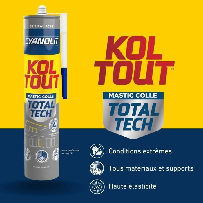 Cyanolit Total Tech Gris - Colle de fixation et d'étanchéité 290 ml