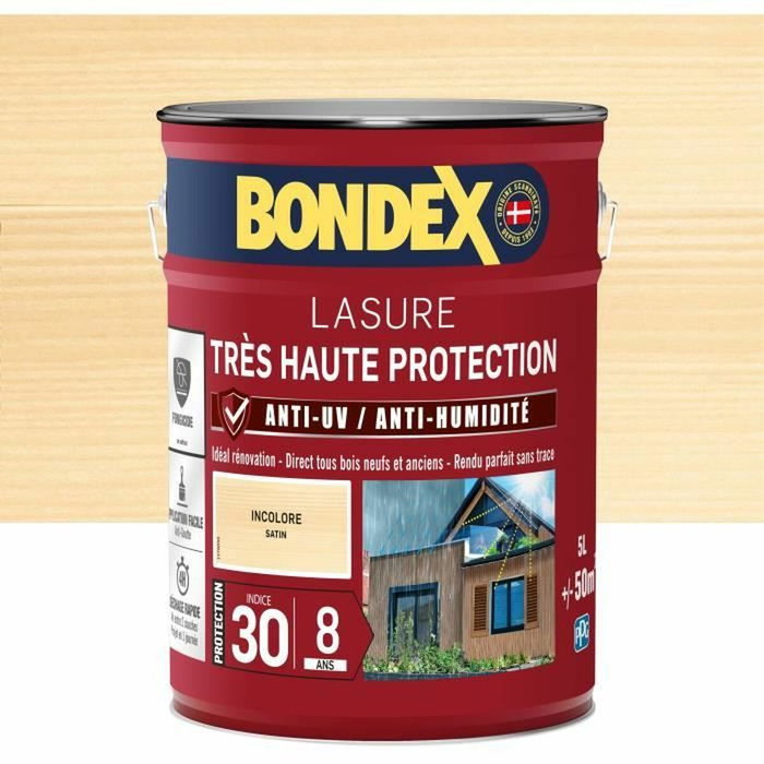 Bondex Lasure Très Haute Protection 8 Ans Incolore 5L