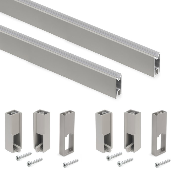Emuca Lot de 2 rails de penderie Luxe 1,15 m, Gris pierre Emuca Lot de 2 rails de penderie Luxe 1,15 m, Gris pierre