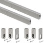 Emuca Lot de 2 rails de penderie Luxe 1,15 m, Gris pierre