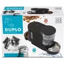 M Pets DUPLO - Distributeur de croquettes et d'eau pour chien et chat, 1,3 kg / 3 L, bols en inox amovibles, conception transparente, Noir