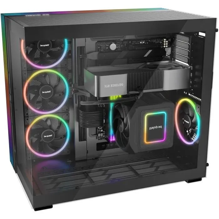 Be Quiet! Light Base 900 DX BGW69 - Boîtier PC Gamer Noir - Panneaux en verre, RGB ARGB, Support E-ATX, Compatible 2 Radiateurs 420mm