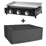 Cookingbox Plancha à Gaz 3 Brûleurs 7.5 kW Surface Cuisson 61 x 35 cm en Acier Inoxydable Idéale 8-10 Personnes