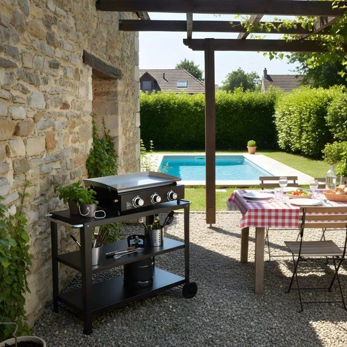 Cookingbox Plancha à Gaz 3 Brûleurs 7.5 kW Surface Cuisson 61 x 35 cm en Acier Inoxydable Idéale 8-10 Personnes Cookingbox Plancha à Gaz 3 Brûleurs 7.5 kW Surface Cuisson 61 x 35 cm en Acier Inoxydable Idéale 8-10 Personnes