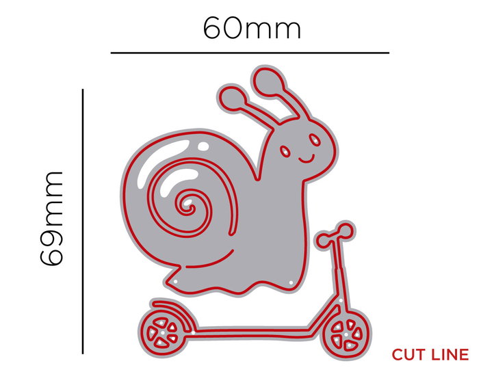 Misskuty Lot de 2 emporte-pièces fins ZAG Infantil escargot avec trottinette Misskuty Lot de 2 emporte-pièces fins ZAG Infantil escargot avec trottinette