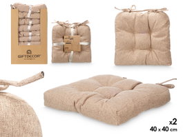 GIFTDECOR Set de 2 coussins de chaise marron 40x40cm (Lot de 6)