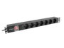 Lanberg Reglette 7 Prises Schuko 10A avec Protection Surtension et Fusible Automatique - 19 Pouces 1U