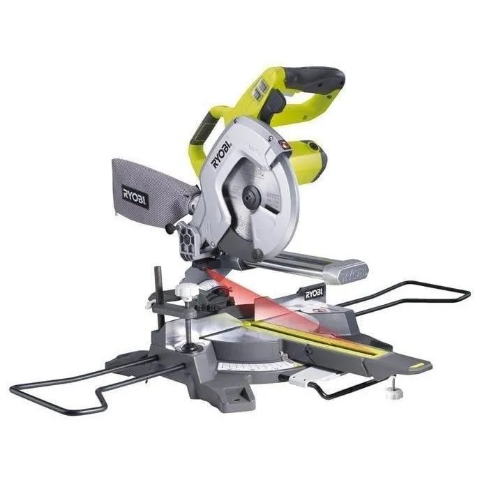 Ryobi EMS216L Scie à onglet radiale 1500W, Capacité de coupe 70 x 270 mm à 90°, Lame 216 mm 48 dents, Guidage laser et LED, 15 kg Ryobi EMS216L Scie à onglet radiale 1500W, Capacité de coupe 70 x 270 mm à 90°, Lame 216 mm 48 dents, Guidage laser et LED, 15 kg