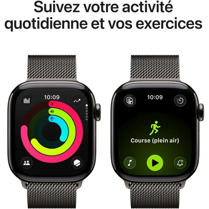 Apple Watch Series 11 GPS + Cellular - Boîtier Slate Titanium 42 mm - Bracelet Milanese Loop Slate
