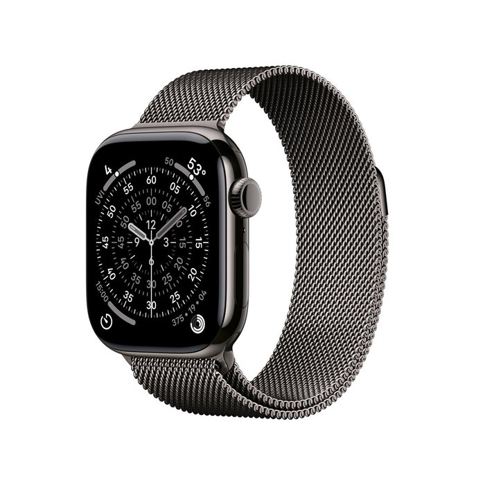 Apple Watch Series 11 GPS + Cellular - 42mm - Boîtier Slate Titanium - Bracelet Slate Milanese Loop Apple Watch Series 11 GPS + Cellular - 42mm - Boîtier Slate Titanium - Bracelet Slate Milanese Loop