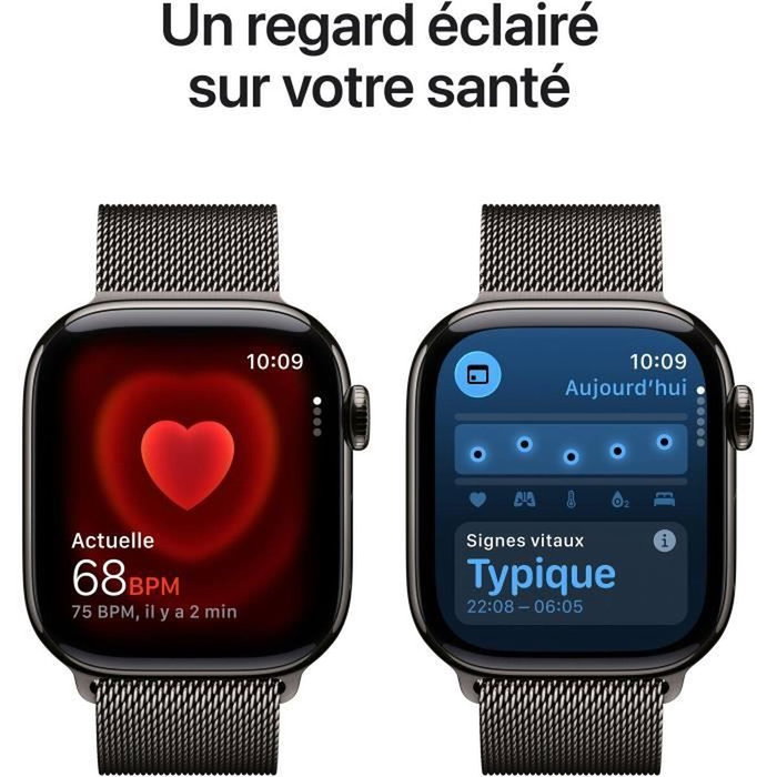 Apple Watch Series 11 GPS + Cellular - 42mm - Boîtier Slate Titanium - Bracelet Slate Milanese Loop Apple Watch Series 11 GPS + Cellular - 42mm - Boîtier Slate Titanium - Bracelet Slate Milanese Loop