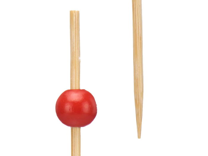 Kinvara Lot de 50 Brochettes Apéritif Surtis en Bambou 9x17,5x3 cm Blanc Noir Rouge (Set de 48)