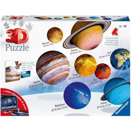 Ravensburger - Puzzle 3D Éducatif Système Solaire avec 8 Planètes - 522 Pièces - À Partir de 6 Ans