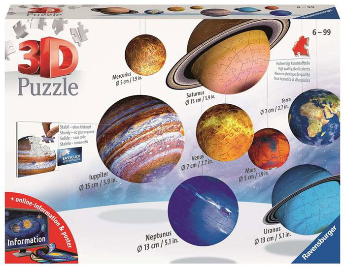 Ravensburger Puzzle 3D Système Solaire 522 Pièces 522 Dès 6 Ans Multilingue Ravensburger Puzzle 3D Système Solaire 522 Pièces 522 Dès 6 Ans Multilingue