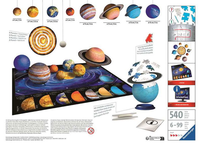 Ravensburger Puzzle 3D Système Solaire 522 Pièces 522 Dès 6 Ans Multilingue Ravensburger Puzzle 3D Système Solaire 522 Pièces 522 Dès 6 Ans Multilingue