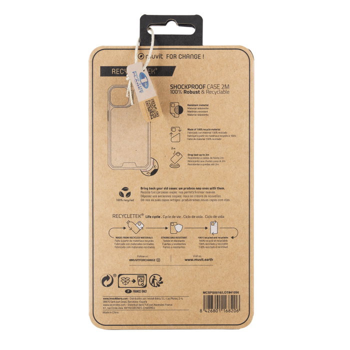 Muvit Shockproof 2M Coque Recycletek pour Apple iPhone - Protection Recyclée Anti-Choc Muvit Shockproof 2M Coque Recycletek pour Apple iPhone - Protection Recyclée Anti-Choc