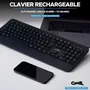 Bluestork Office R2 Clavier sans fil AZERTY professionnel avec touches ergonomiques creusées pour confort et frappe silencieuse, bureau, télétravail, design fin noir