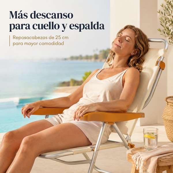 JugaToys Chaise de plage aluminium multiposition arena avec poignée de transport
