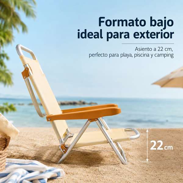 JugaToys Chaise de plage aluminium multiposition arena avec poignée de transport