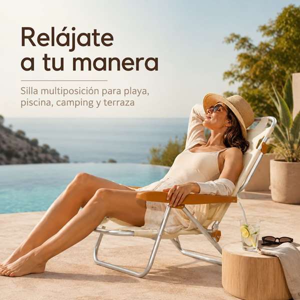 JugaToys Chaise de plage aluminium multiposition arena avec poignée de transport