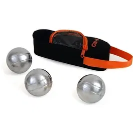 Kooki Boules de pétanque Triple K-RO 720g, 3 boules en acier brossé gravées 73 mm avec sacoche de transport - Pour compétition et loisirs