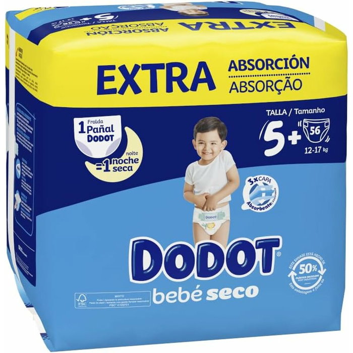Dodot Etapas Extra Couches Taille 5, 12-17 kg, 56 Unités